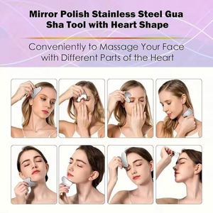 Custom Logo Stainless Steel <b>Metal</b> Gua Sha <b>Tool</b> Heart Shaped Face Massage <b>Tool</b> With Gift <b>Box</b> for Girl - Product Image 4