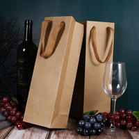 Bolsa de Papel Kraft Transparente Personalizada con Ventana para Regalos de Navidad de Pequeñas Empresas, para Botellas de Vino, con Asa