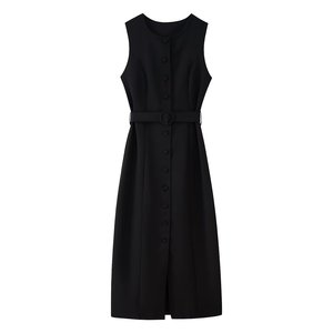 Nuovo Abito Elegante in Stile Europeo <span class=keywords><strong>e</strong></span> Americano, Senza Maniche con Collo Rotondo, Cintura <span class=keywords><strong>e</strong></span> Chiusura Monopetto - Product Image 6
