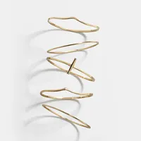 טרנדי סגנון נירוסטה מצופה זהב נשי תכשיטי חמישייה Midi טבעת סט ערכה