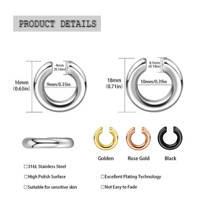 Boucles d'oreilles manchette en acier chirurgical 316L pour femmes en forme de C Huggie <span class=keywords><strong>Cartilage</strong></span> boucles d'oreilles manchette Non <span class=keywords><strong>Piercing</strong></span> rond fausse boucle d'<span class=keywords><strong>oreille</strong></span> - Product Image 2