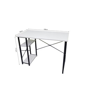 Modern Simple Computer <strong>Desk</strong> with Side Bookshelf Wooden Top &amp; Metal Frame Study Writing <strong>Desk</strong> for Home Office <strong>Small</strong> <strong>Space</strong> - Product Image 3