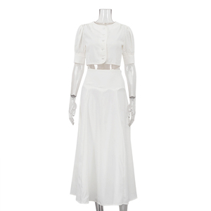 Set estivi da donna 2025 Coords abbigliamento bianco elegante due pezzi gonna da donna e Set da donna Top - Product Image 4