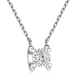 Custom Luxury 18K <b>Solid</b> Gold Pendant <b>Necklace</b> Solitaire Round Cut Natural Diamond Jewelry For Women Link Chain Daily Wear - Product Image 1