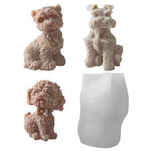 Molde de silicona 3D de <span class=keywords><strong>cachorro</strong></span> HY, lindos moldes de resina para velas de perro, molde de Schnauzer y Bichón para jabón, chocolate, yeso, arte, manualidades y decoración del hogar - Product Image 1