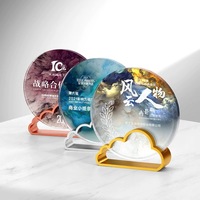 Or Argent Bronze Métal Nuage Forme Base Cristal Cercle Verre Prix Plaque Trophée MH-J0292