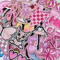 30 Pièces de Patchs Brodés Roses, Motifs Chat Mignon, Étoile de Ballet, Cœur Pailleté, à Thermocoller pour Vestes, Sacs, Chapeaux