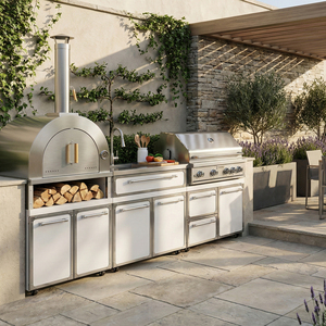 Mobile da <span class=keywords><strong>Cucina</strong></span> Modulare di Lusso per Esterni in Acciaio Inossidabile Personalizzato con Lavello e Piano di Lavoro Elettrodomestici per Griglia BBQ per Ristorazione e Centri Commerciali - Product Image 1