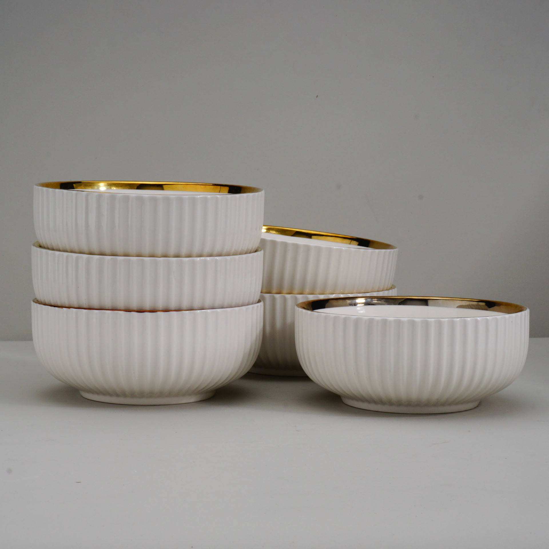 Ensemble de 6 pièces pour bol de 5,5 pouces + bord doré