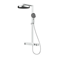 Robinet de douche mural thermostatique numérique à affichage numérique, entièrement en laiton, avec noyau en céramique, design moderne et minimaliste, grand jet supérieur apparent