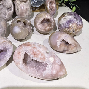 Oeufs en Agate Druzy Naturelle Cristal Géode Cluster Oeufs Rose Améthyste Oeufs Druzy pour Décoration Intérieure Cadeau et Décoration - Product Image 3