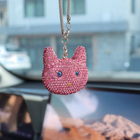 JingBo GS-002 Charme animalier en forme de chat, entièrement orné de strass et de cristaux étincelants, avec nœud, pour poignet ou poignée de porte de voiture - Européen