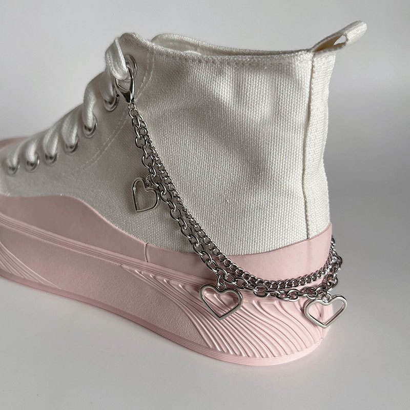 Versatile Love Star Pearl Double-layer Shoe Chain Sweet Cool Style Pentagram Pendant Heel Martin Boots Canvas Shoes Decorations