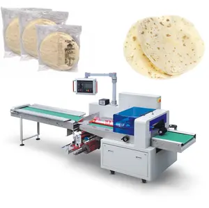 Prix usine Pizza Tortilla Servo Flow Machine à emballer Maïs Tortilla Oreiller Machine à emballer Arabe Pain Pita Machine à emballer