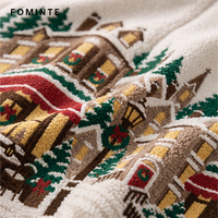 Veste d'hiver chaude pour femme en polaire jacquard teint en fil, motif Village des Neiges de Noël, avec logo personnalisé, design de luxe, OEM/ODM
