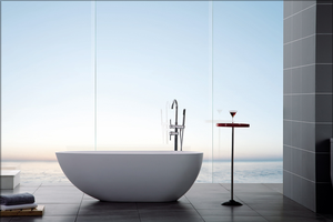 Bañera blanca <span class=keywords><strong>de</strong></span> lujo moderna Shinestone, sifón <span class=keywords><strong>de</strong></span> drenaje con patas plateadas, piedra Artificial rectangular Ovalada para interiores y exteriores - Product Image 5