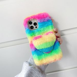 Coque arc-en-ciel holographique en silicone, étui à boule de fourrure pour apple, pour iphone <span class=keywords><strong>12</strong></span> <span class=keywords><strong>peo</strong></span> max - Product Image 3