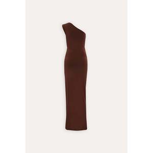 Robe moulante à taille empire marron, longue, élégante, à motif brodé, droite, en polyester et coton tissé, taille XL, pour les fêtes d'été - Product Image 1