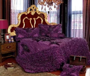 Modern Luxury Disposable 3-Piece Wedding <strong>Comforter</strong> <strong>Set</strong> with Embroidery Polyester &amp; Lace Bedding Customizable Design Pillowcases - Product Image 6