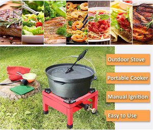 Réchaud à <span class=keywords><strong>gaz</strong></span> portable <span class=keywords><strong>pour</strong></span> le camping en plein air, brûleur unique, fonte, allumage piézoélectrique - Product Image 6