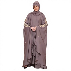 Hijab musulman pour femmes, grande taille, uni, ample, décontracté, en mousseline de polyester, longueur maxi, col rond, manches longues, à enfiler, style islamique - Product Image 1