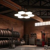 Panneau lumineux LED modulaire hexagonal pour atelier de réparation de pneus, garage