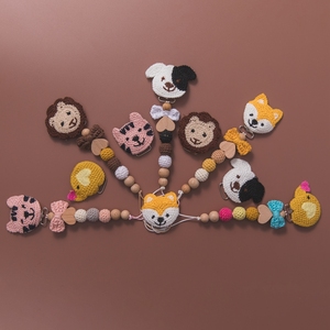 <span class=keywords><strong>Protection</strong></span> De l'environnement Haute Qualité Couleur Fait Main Crochet Attache Tétine Bébé Cadeau Forme Animale Attache Tétine - Product Image 5