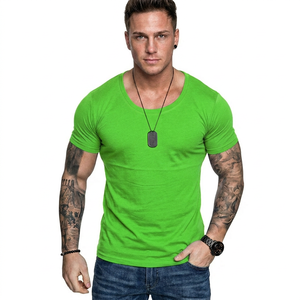 Camiseta de Verano para Hombre, Cuello en V, Ajustada, de Secado Rápido, 260g, Color Sólido, con Logotipo Personalizado al por Mayor - Product Image 6