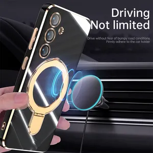 Wireless Charging Magnetic Phone Case Shockproof Electroplating Luxury Phone Case Back Cover For Samsung S24 S24+ S24 Ultra