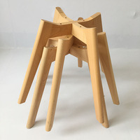 Pieds de table en bois de hêtre pour table ronde à manger, accessoires de meubles en gros, pieds de table en bois non fini noir
