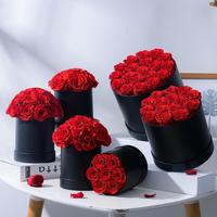 Boîte ronde personnalisée avec logo pour cadeaux de mariage, fleurs stabilisées éternelles, bouquet de roses