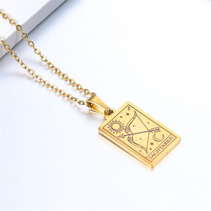 ODM-collar con colgante <span class=keywords><strong>de</strong></span> tarjeta <span class=keywords><strong>de</strong></span> Tarot cuadrado chapado en oro <span class=keywords><strong>de</strong></span> 18K, 12 horóscopo del zodiaco, Arcania, Tarot, collar <span class=keywords><strong>de</strong></span> la amistad - Product Image 6