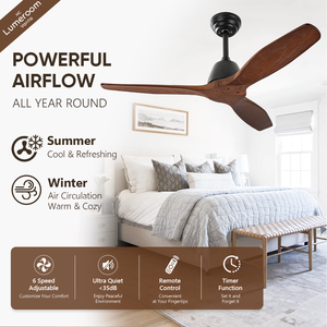 Ventilador de Techo Moderno de Mediados de Siglo, 42 Pulgadas, Aspas de Madera, Sin Luz, 3 Aspas, Motor DC Silencioso, Control Remoto, para Sala de Estar y Hogar - Product Image 3