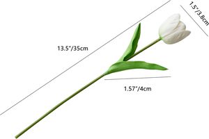 Tulipes artificielles écologiques, 12 tiges, blanches, partiellement ouvertes, emballage <span class=keywords><strong>en</strong></span> vase, décoration pour la Saint-Valentin, Pâques, mariage, maison - Product Image 6