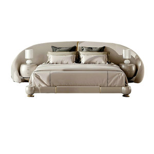 Hotel di lusso moderno <span class=keywords><strong>tessuto</strong></span> imbottito <span class=keywords><strong>letto</strong></span> <span class=keywords><strong>matrimoniale</strong></span> King Queen letti <span class=keywords><strong>in</strong></span> legno con Semi rotondo <span class=keywords><strong>testiera</strong></span> <span class=keywords><strong>per</strong></span> camera da <span class=keywords><strong>letto</strong></span> - Product Image 1