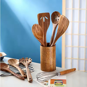 Vente chaude Ensemble de 5 pièces d'ustensiles de cuisine en bois de teck naturel, y compris une spatule - Product Image 3