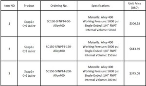 Sıcak satış TPED Swagelok tipi 500 CC örnek toplama silindir SULFINERT örnek silindirler - Product Image 6
