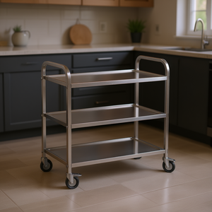 รถเข็นสแตนเลส Roo Wiac 3 ชั้น ขนาด 85x45x90 ซม. สำหรับจัดเก็บในครัว ใช้เสิร์ฟและจัดระเบียบ - Product Image 2