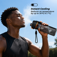 Bouteille d'eau sport 3-en-1 avec pulvérisateur nano-brume 750 ml, en Tritan, écologique, compatible lave-vaisselle, avec bouton-poussoir pour boire et brumiser