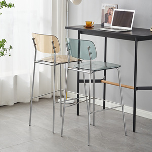 Siège moderne empilable <span class=keywords><strong>en</strong></span> plastique blanc fait à la main pieds <span class=keywords><strong>en</strong></span> métal chaises <span class=keywords><strong>de</strong></span> <span class=keywords><strong>bar</strong></span> <span class=keywords><strong>tabouret</strong></span> <span class=keywords><strong>de</strong></span> <span class=keywords><strong>bar</strong></span> décontracté dossier <span class=keywords><strong>de</strong></span> <span class=keywords><strong>bar</strong></span> à thé chaise haute avec repose-pieds - Product Image 2