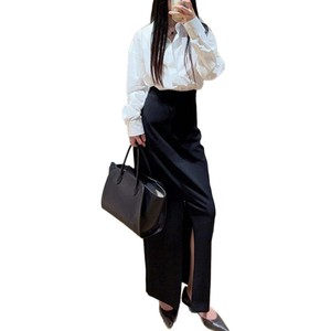Women's Black <b>Wool</b>-Look High Waist Vintage Breathable <b>Wrap</b> Design Maxi Skirt Luxury Elegant Slim Fit <b>Wool</b>-Polyester Blend - Product Image 6