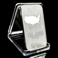 Lingot en métal plaqué argent de haute qualité, design gratuit, vente en gros, durable, élégant, souvenir de collection, barre plaquée argent de 1 once