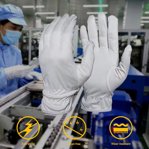 Guanti da lavoro in microfibra in poliestere per la pulizia Esd Esd, protezione elettronica industriale bianca e Anti-statica - Product Image 1