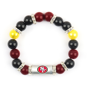 Bracelet en acier inoxydable argenté perlé <span class=keywords><strong>pour</strong></span> fans <span class=keywords><strong>de</strong></span> sport - Unisexe, décontracté/sportif, <span class=keywords><strong>cadeau</strong></span> <span class=keywords><strong>pour</strong></span> les fans <span class=keywords><strong>de</strong></span> sports d'équipe avec design cercle perforé et espaceur - Product Image 6