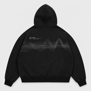 Custom 450GSM Cotton Hoodie Music Graphic Heavyweight French Terry Boxy Fit Splicing Washed Black <b>Pullover</b> Streetwear <b>Men</b> Hoodie - Product Image 2