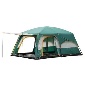 8-10 Person Family Camping Tent Size 14' x 10' x 78" 4 Season 2 Rooms 1 Living Room Waterproof Outdoor Tent