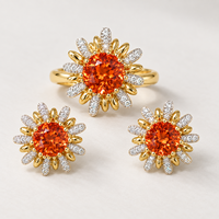 Bague en Or Orange Fanta Cultivée en Laboratoire Personnalisée avec Halo Floral – Fabricant de Bijoux Fins OEM ODM Marque Privée Vente en Gros