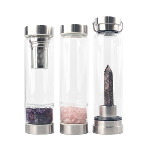 Botella de <span class=keywords><strong>Agua</strong></span> de Vidrio con Cristales Naturales para Beber, Diseño Artesanal con Cristales Curativos Naturales, Venta al Por Mayor - Product Image 3