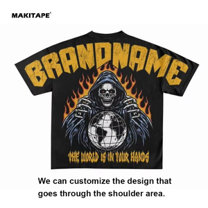 <span class=keywords><strong>T</strong></span>-<span class=keywords><strong>shirt</strong></span> <span class=keywords><strong>Homme</strong></span> Oversize en Coton 230 G/M² avec Logo Personnalisé et Impression Abstraite Intégrale, Style Hip Hop - Product Image 2