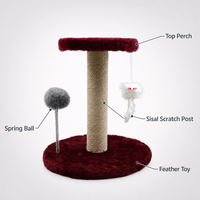 En gros Arbre à chat en sisal et bois avec griffoir, plateforme en peluche et souris suspendue avec balle à ressort - Écologique et durable pour chatons OEM/ODM